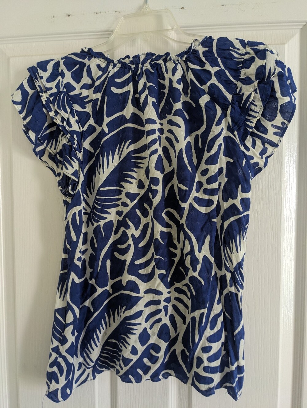 Rose & Olive Navy and White Printed Peasant Blouse with Tassels - Picture 5 of 5